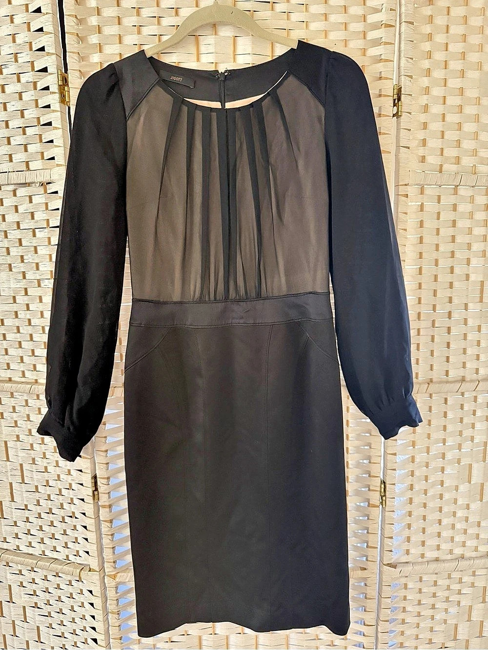JIGOTT Black Sheer Panel Dress